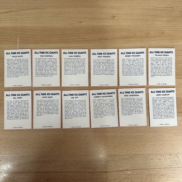 1980 TCMA All Time New York Giants Set(12) Mays/MathewsonOtt/Mcgraw - Picture 2 of 2